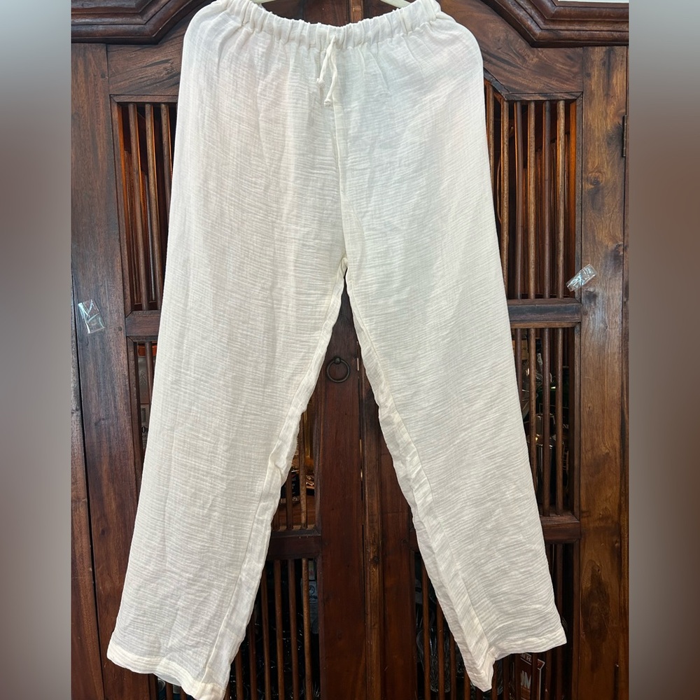 Cotton Flower Off White 100% Cotton Gauze pants. M/L